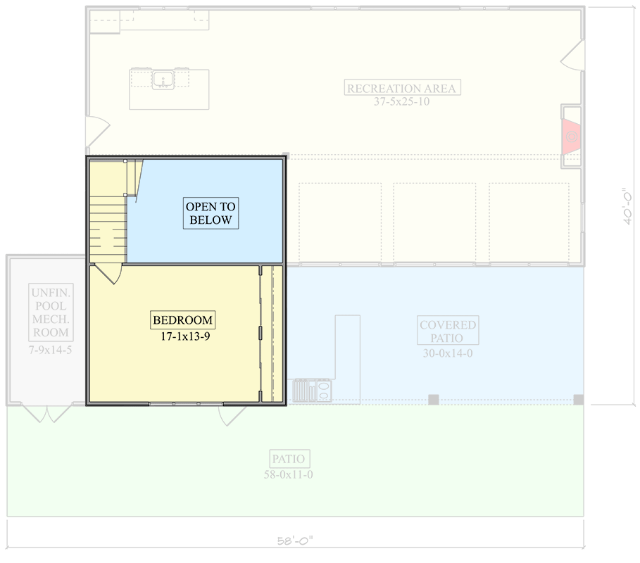 Plan 95257RW: 1-Bed Contemporary Pool House with Outdoor Kitchen - 1866 Sq Ft - Floor Plan - 2nd Floor - Contemporary, Modern