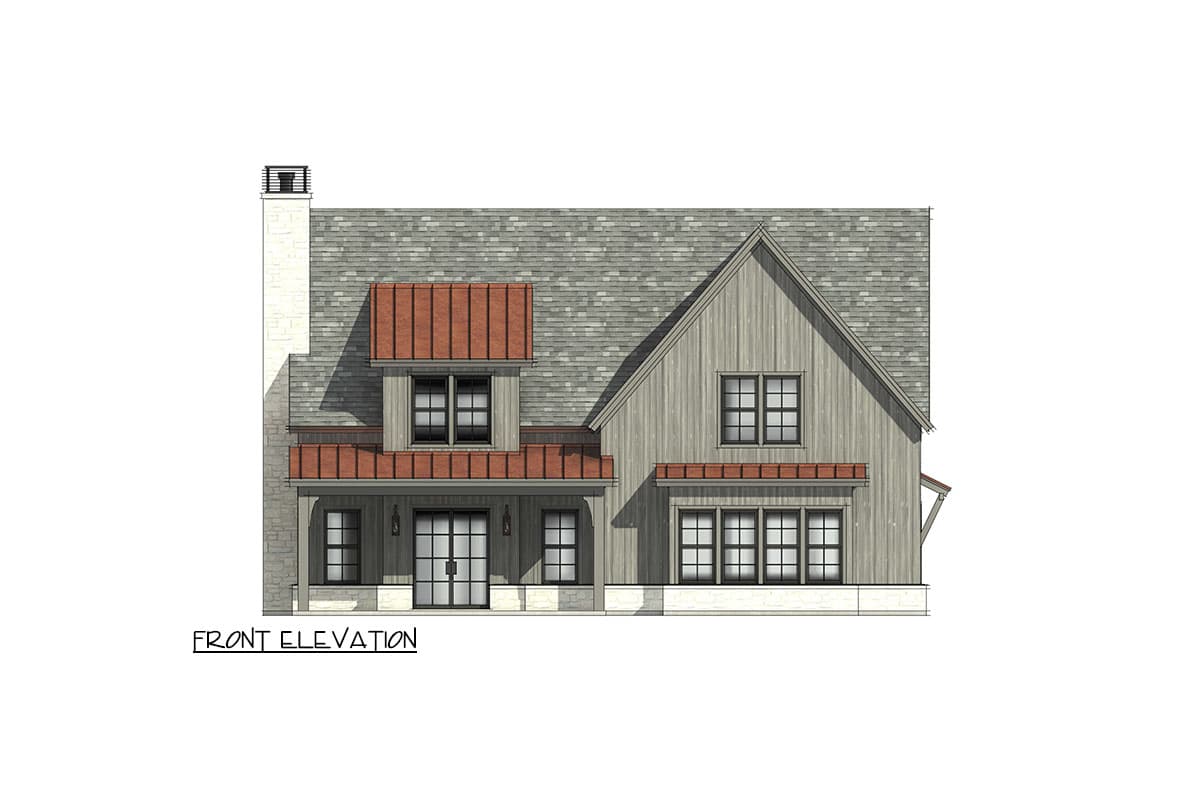 Plan 818131JSS: Modern 2-Story Country House Plan with Vaulted Family Room and Loft above - 3432 Sq Ft - Image #8 - Country, Modern Farmhouse, New American