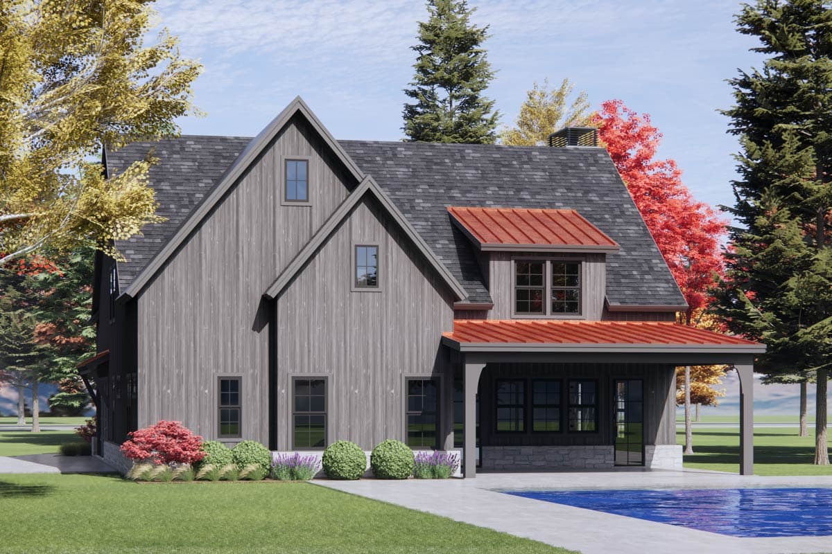 Plan 818131JSS: Modern 2-Story Country House Plan with Vaulted Family Room and Loft above - 3432 Sq Ft - Image #5 - Country, Modern Farmhouse, New American