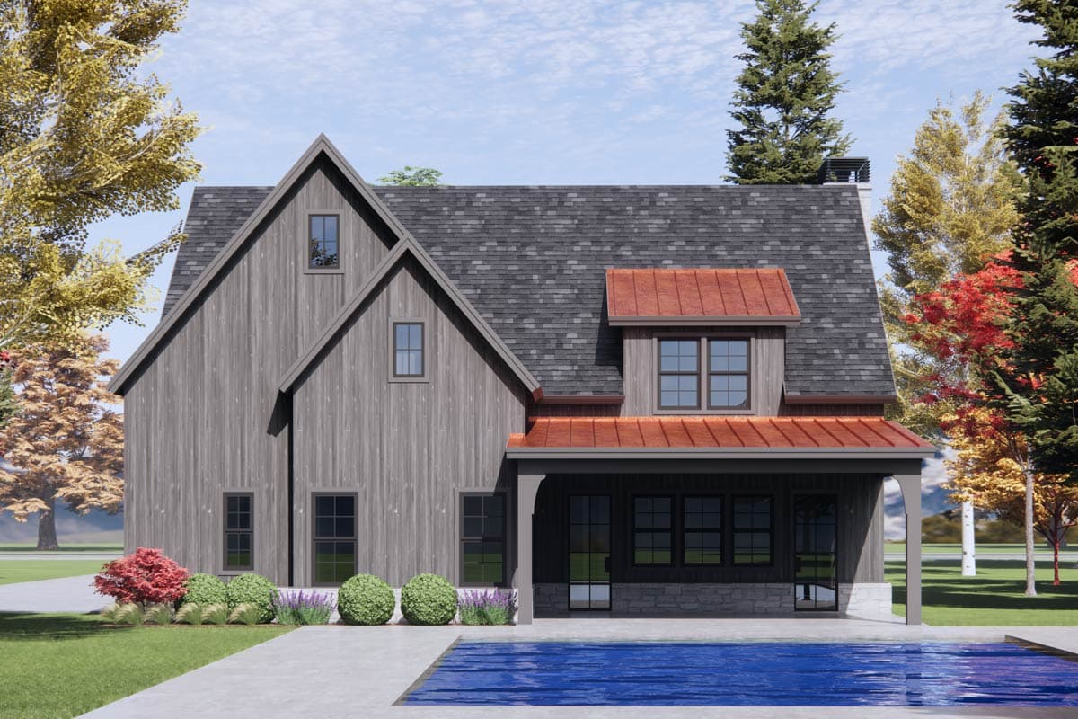 Plan 818131JSS: Modern 2-Story Country House Plan with Vaulted Family Room and Loft above - 3432 Sq Ft - Image #6 - Country, Modern Farmhouse, New American