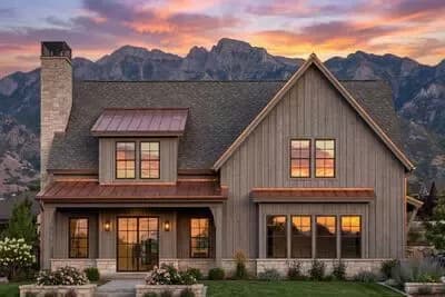 Modern 2-Story Country House Plan with Vaulted Family Room and Loft above - 3432 Sq Ft