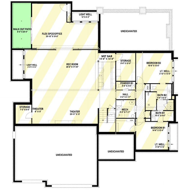 Plan 64548SC: 3-Bed Contemporary House Plan with Outdoor Kitchen - 6090 Sq Ft - Floor Plan - Optional Lower Level  - Contemporary, New American, Northwest