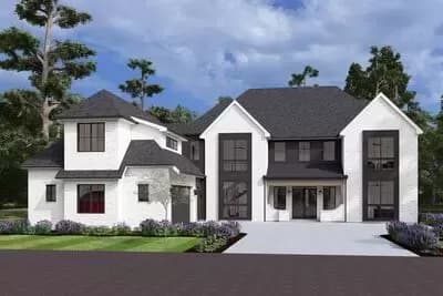 4-Bed Contemporary House Plan with Two Offices and Prep Kitchen - 4127 Sq Ft