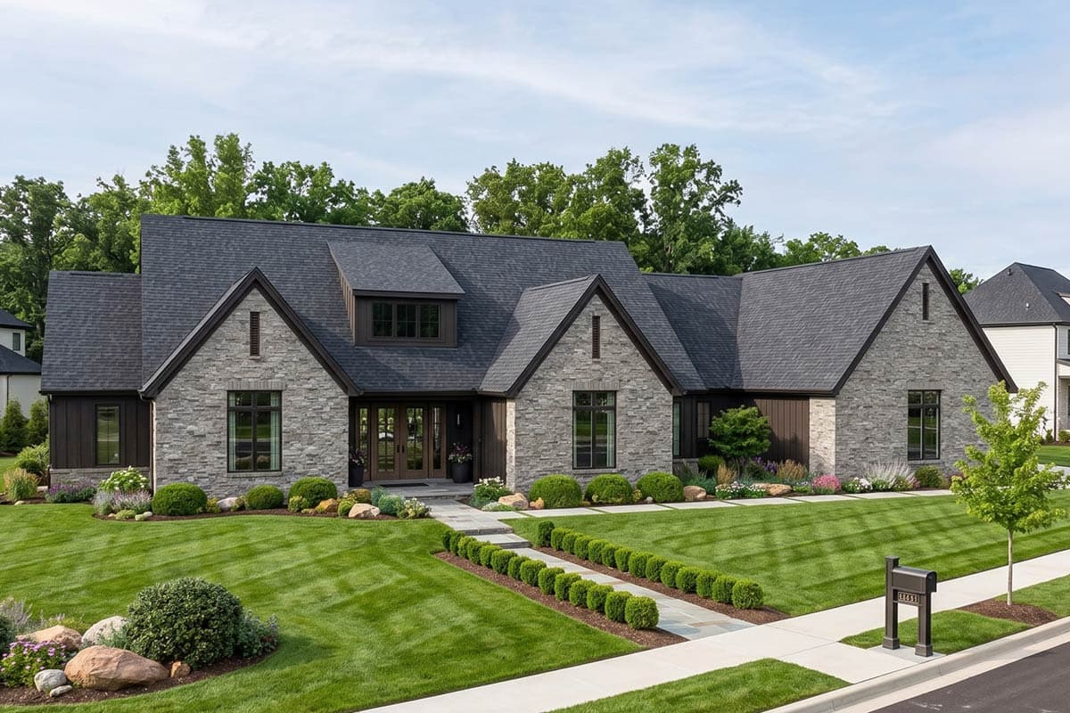 Plan image - 623419DJ:4-Bed Modern Cottage House Plan with Vaulted Kitchen and Dining - 3248 Sq Ft