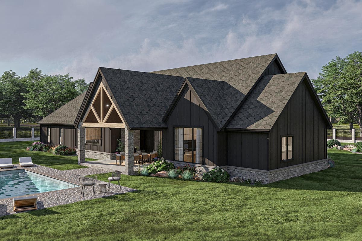 Plan 623419DJ: 4-Bed Modern Cottage House Plan with Vaulted Kitchen and Dining - 3248 Sq Ft - Image #17 - Cottage, Country, European, Modern Farmhouse, New American
