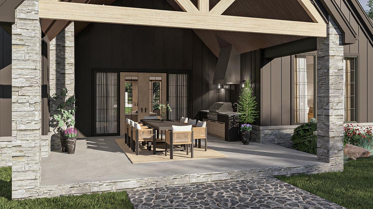 Plan 623419DJ: 4-Bed Modern Cottage House Plan with Vaulted Kitchen and Dining - 3248 Sq Ft - Image #18 - Cottage, Country, European, Modern Farmhouse, New American