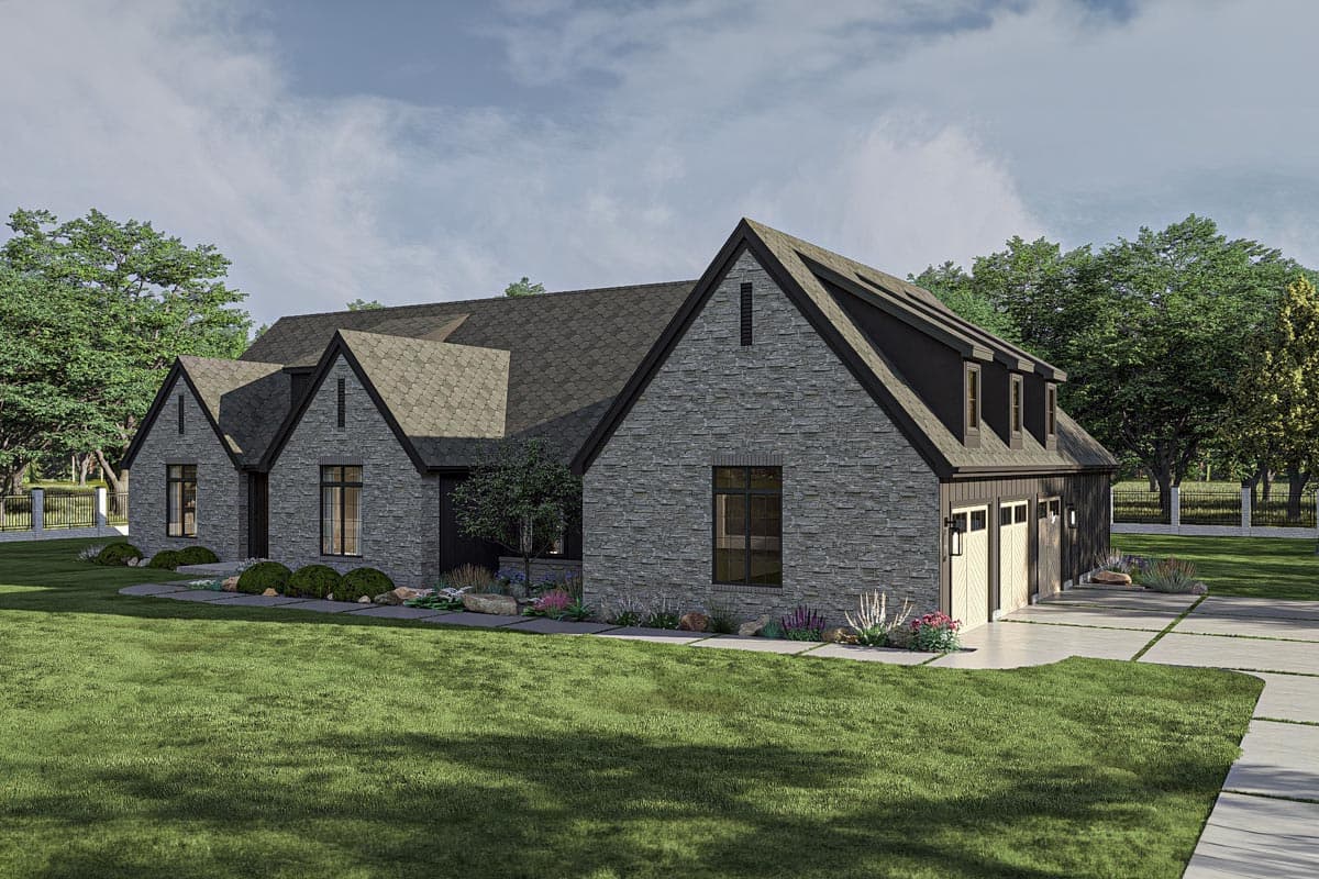 Plan 623419DJ: 4-Bed Modern Cottage House Plan with Vaulted Kitchen and Dining - 3248 Sq Ft - Image #20 - Cottage, Country, European, Modern Farmhouse, New American