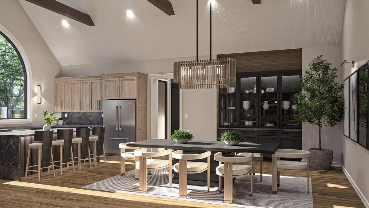 Plan 623419DJ: 4-Bed Modern Cottage House Plan with Vaulted Kitchen and Dining - 3248 Sq Ft - Image #8 - Cottage, Country, European, Modern Farmhouse, New American
