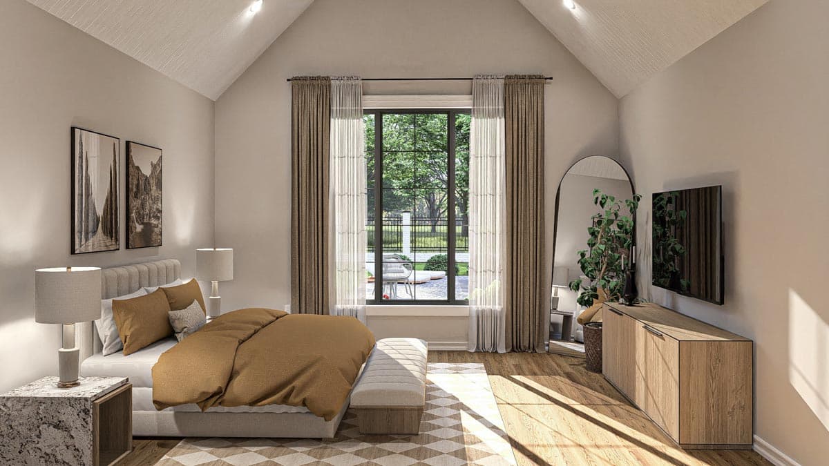 Plan 623419DJ: 4-Bed Modern Cottage House Plan with Vaulted Kitchen and Dining - 3248 Sq Ft - Image #13 - Cottage, Country, European, Modern Farmhouse, New American