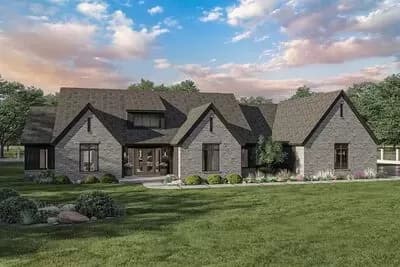 4-Bed Modern Cottage House Plan with Vaulted Kitchen and Dining - 3248 Sq Ft