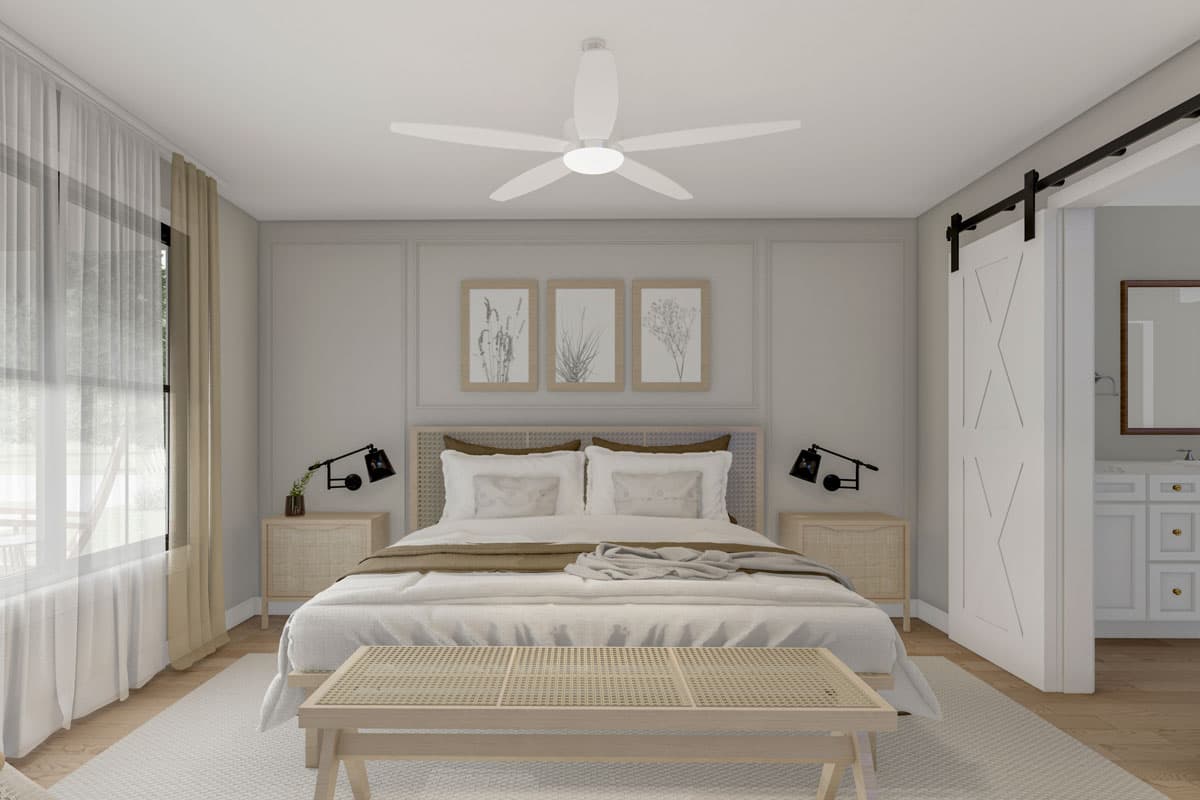 Plan 810028RBT: 2-Bed Country Cottage House Plan with Two-Story Great Room - 1780 Sq Ft - Image #7 - Barndominium, Cottage, Country, Farmhouse, Modern Farmhouse