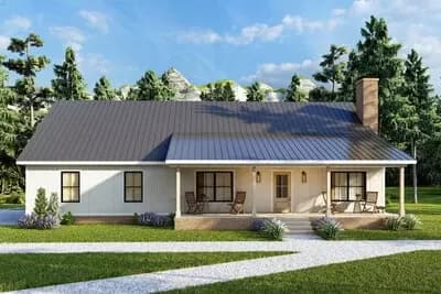 2-Bed Country Cottage House Plan with Two-Story Great Room - 1780 Sq Ft