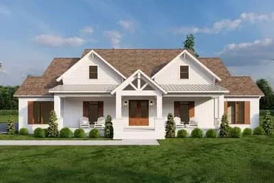 One-Story Modern Farmhouse with Two Master Suites - 3067 Sq Ft