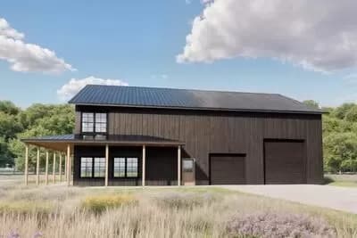 4-Bed Barndominium House Plan with Wrap Around Porch - 2609 Sq Ft