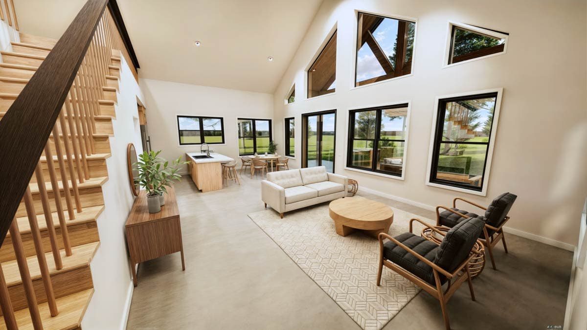 Plan 600009PDZ: Two-Story Barndominium House Plan with Two Story Great Room - 1869 Sq Ft - Image #9 - Barndominium, Country