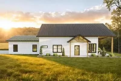 Two-Story Barndominium House Plan with Two Story Great Room - 1869 Sq Ft