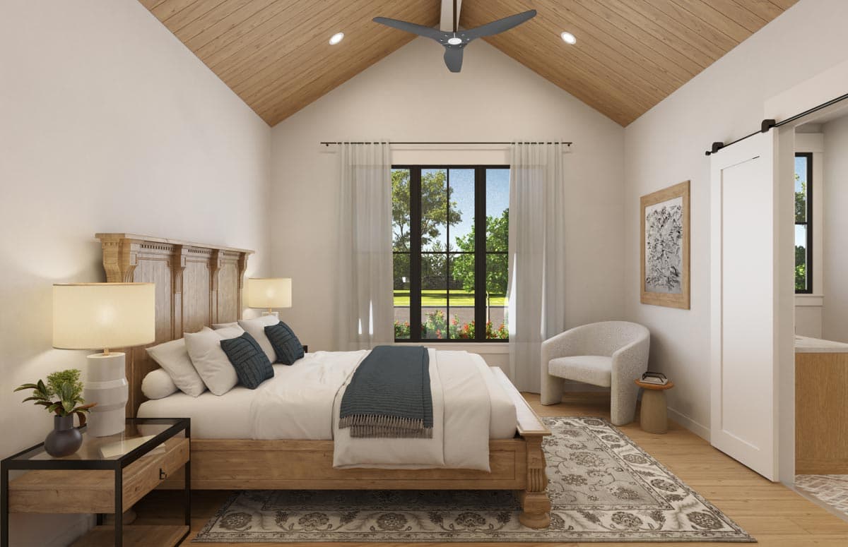Plan 51973HZ: 3-Bed Transitional Modern Farmhouse House Plan with Home Office - 2407 Sq Ft - Image #7 - Mid Century Modern, Modern Farmhouse, New American, Transitional
