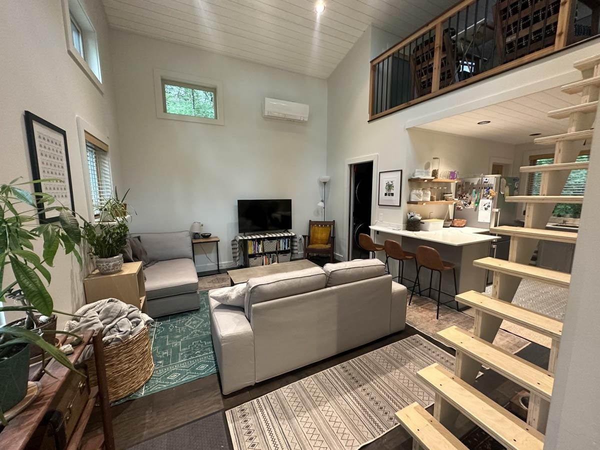 Plan 680423VR: 1-Bed Mountain Cabin House Plan with Loft Above - 823 Sq Ft - Image #6 - Cabin, Mountain, Rustic, Vacation