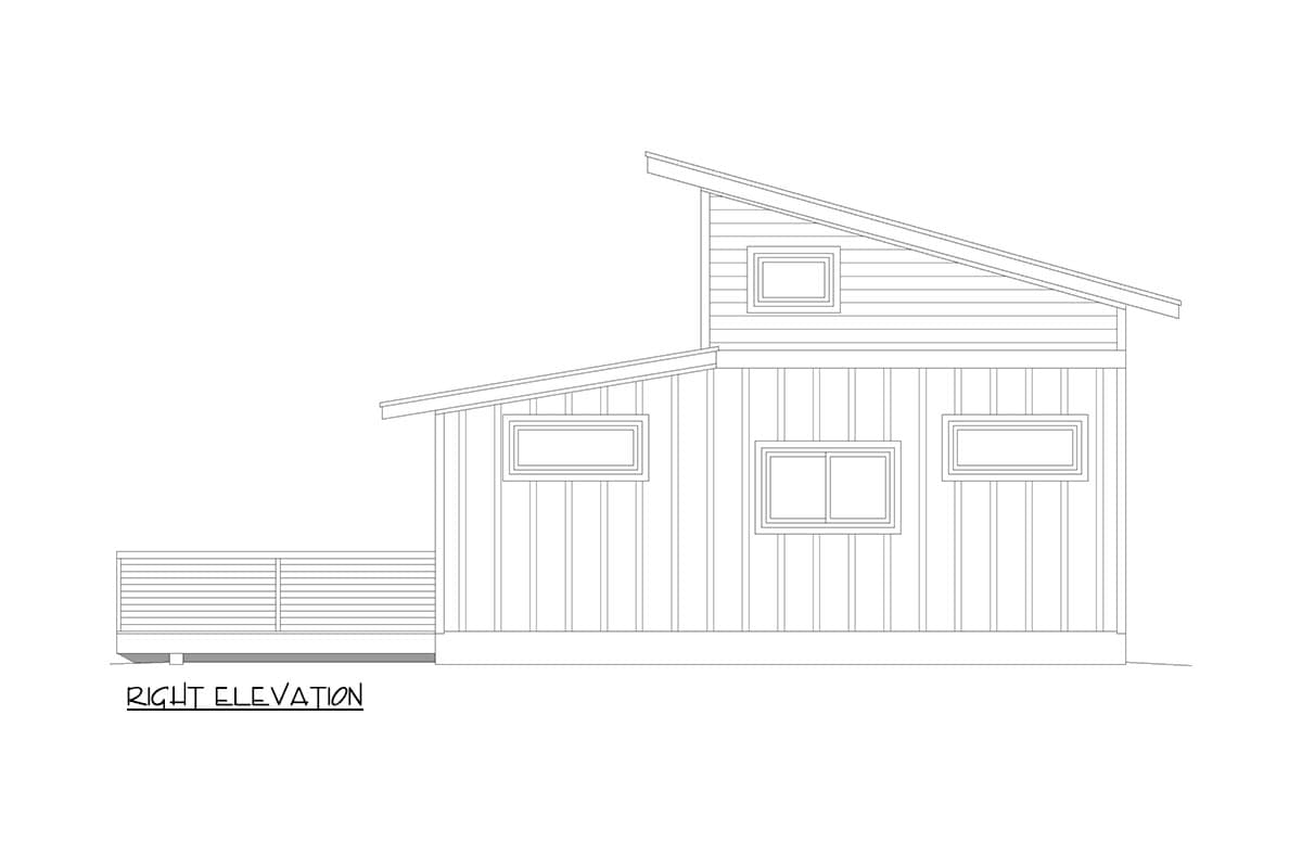 Plan 680423VR: 1-Bed Mountain Cabin House Plan with Loft Above - 823 Sq Ft - Image #21 - Cabin, Mountain, Rustic, Vacation