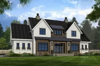 5-Bed Modern Farmhouse Plan with Master on Main Level - 3520 Sq Ft