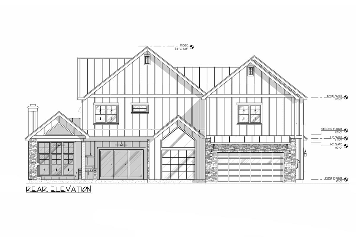 Plan 307718RAD: 5-Bed New American House Plan with Home Office - 3821 Sq Ft - Image #12 - Modern Farmhouse, New American