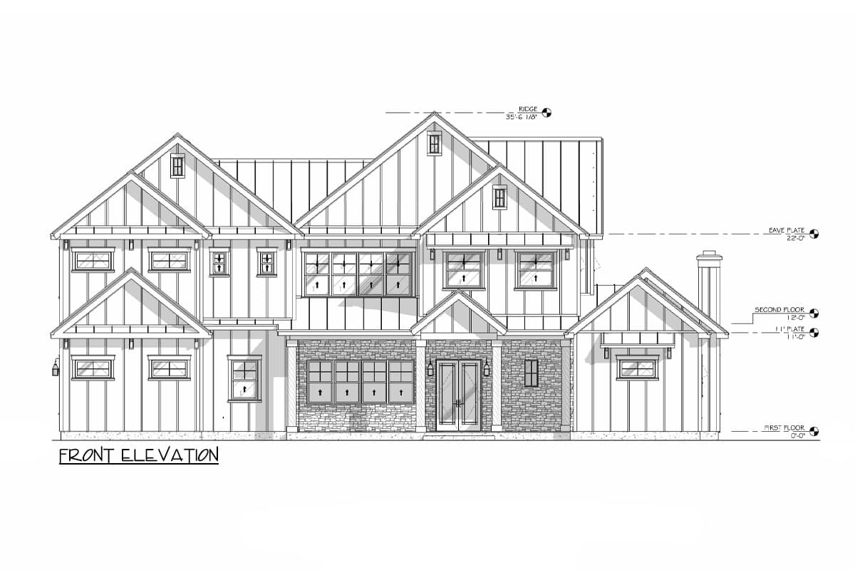 Plan 307718RAD: 5-Bed New American House Plan with Home Office - 3821 Sq Ft - Image #10 - Modern Farmhouse, New American