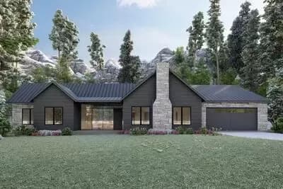 4-Bed Mountain Modern House Plan with Vaulted Living Room - 2715 Sq Ft