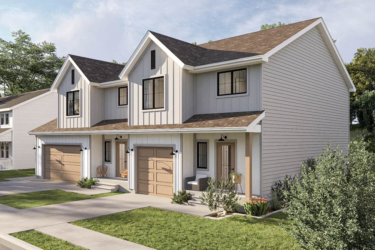 Plan 623424DJ: Two-Story Modern Farmhouse Duplex with 3 Bedrooms Each - 2990 Sq Ft - Image #14 - Country, Farmhouse, Modern Farmhouse