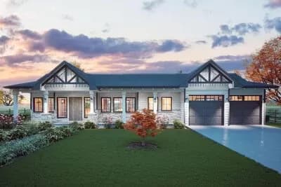 One-Story New American House Plan with - 1537 Sq Ft