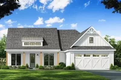Charming 3-Bed Modern Farmhouse Plan with Split Bedrooms and Dual Porches