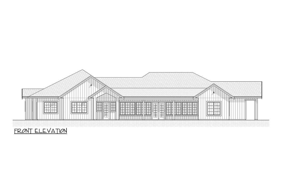 Plan 330023WLE: 3 or 4 Bed New American Ranch House Plan with Flex Guest Suite - 2933 Sq Ft - Image #13 - Country, Hill Country, Mid Century Modern, Modern Farmhouse, New American, Ranch