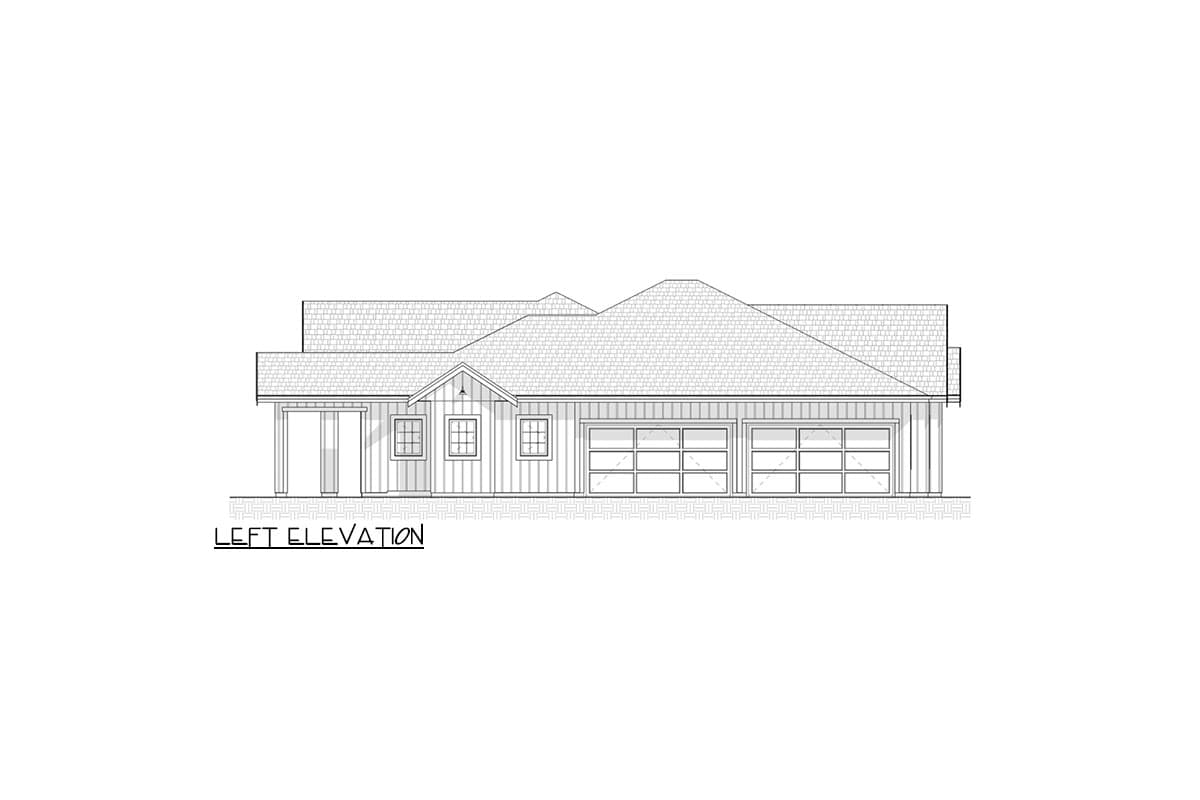 Plan 330023WLE: 3 or 4 Bed New American Ranch House Plan with Flex Guest Suite - 2933 Sq Ft - Image #14 - Country, Hill Country, Mid Century Modern, Modern Farmhouse, New American, Ranch
