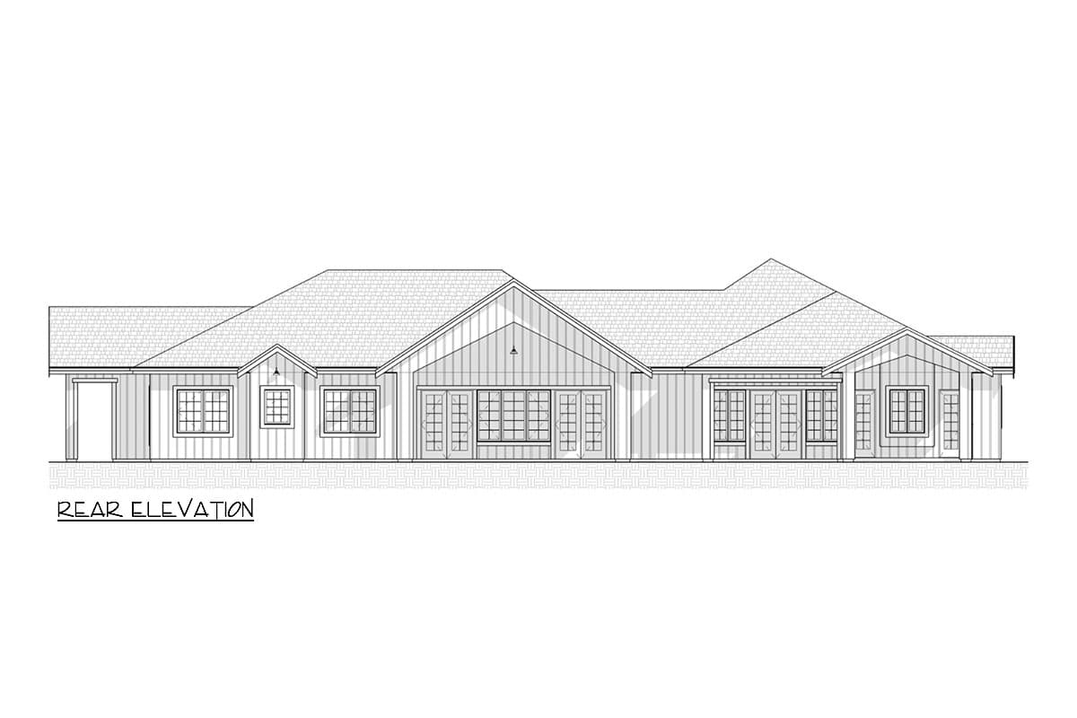 Plan 330023WLE: 3 or 4 Bed New American Ranch House Plan with Flex Guest Suite - 2933 Sq Ft - Image #15 - Country, Hill Country, Mid Century Modern, Modern Farmhouse, New American, Ranch