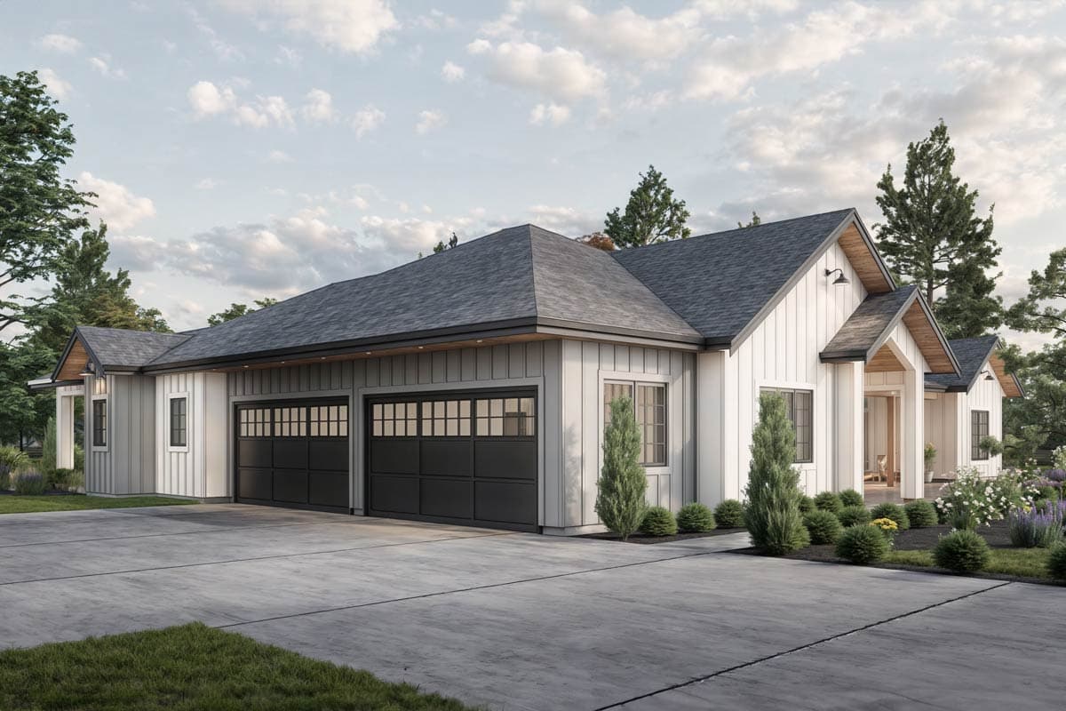 Plan 330023WLE: 3 or 4 Bed New American Ranch House Plan with Flex Guest Suite - 2933 Sq Ft - Image #5 - Country, Hill Country, Mid Century Modern, Modern Farmhouse, New American, Ranch