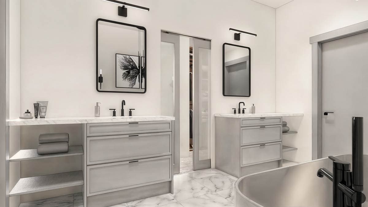 Plan 330023WLE: 3 or 4 Bed New American Ranch House Plan with Flex Guest Suite - 2933 Sq Ft - Image #12 - Country, Hill Country, Mid Century Modern, Modern Farmhouse, New American, Ranch