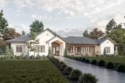 3 or 4 Bed New American Ranch House Plan with Flex Guest Suite - 2933 Sq Ft