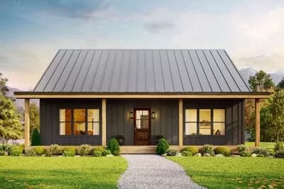 2-Bed Modern Country Cottage House Plan with Loft and Optionally Finished Basement - 1300 Sq Ft