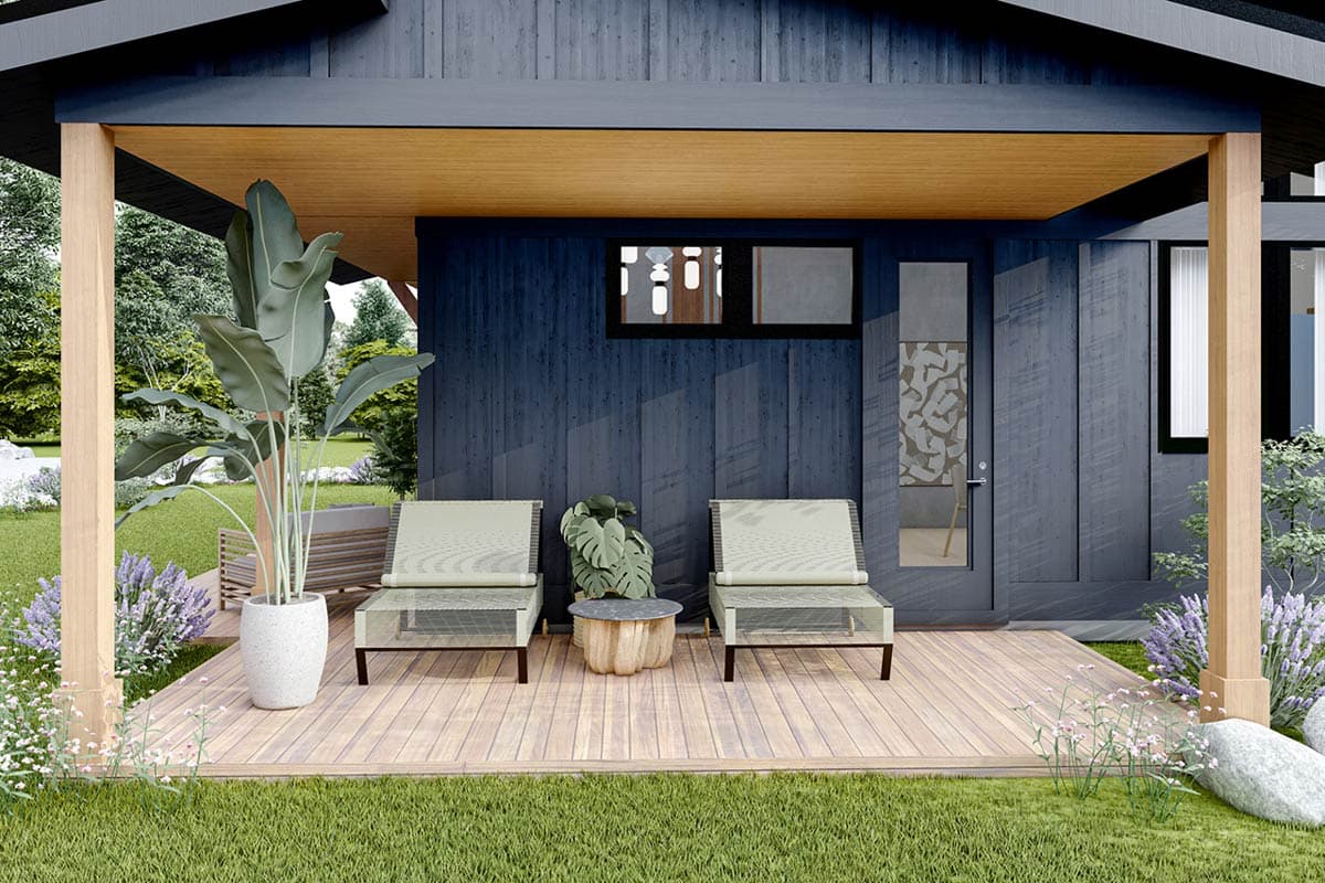 Plan 72438DA: Two Story Contemporary House Plan with Detached 3-Car Garage - 1199 Sq Ft - Image #5 - Contemporary, Cottage, Modern, Vacation