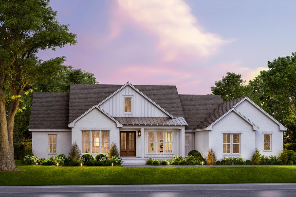 Plan 51974HZ: 4-Bed Southern Country House Plan with Split Bedroom Floor Plan - 2200 Sq Ft - Image #4 - Country, Modern Farmhouse, Southern