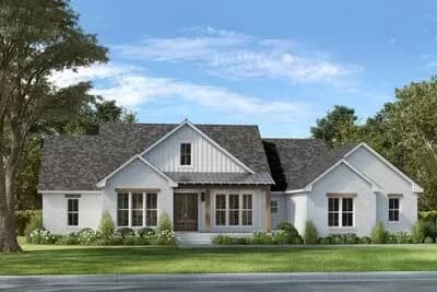4-Bed Southern Country House Plan with Split Bedroom Floor Plan - 2200 Sq Ft