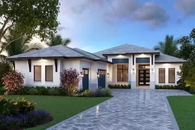 One-Story Coastal Contemporary House Plan with 4-Beds and a Study - 2501 Sq Ft