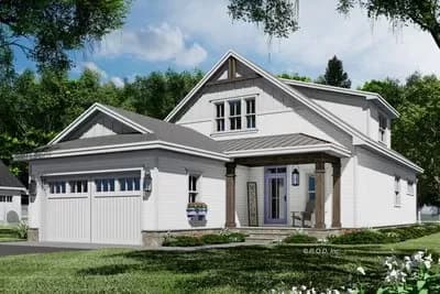 Two-Story Country Farmhouse Plan with Loft Upstairs - 2403 Sq Ft