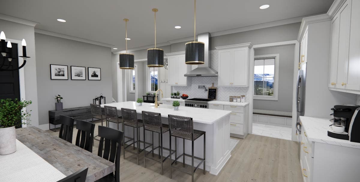 Plan 14802RK: 3 Bedroom Country House Plan with Narrow 35-Foot-Wide Footprint - 2403 Sq Ft - Image #7 - Cottage, Country, Farmhouse, Modern Farmhouse, Traditional