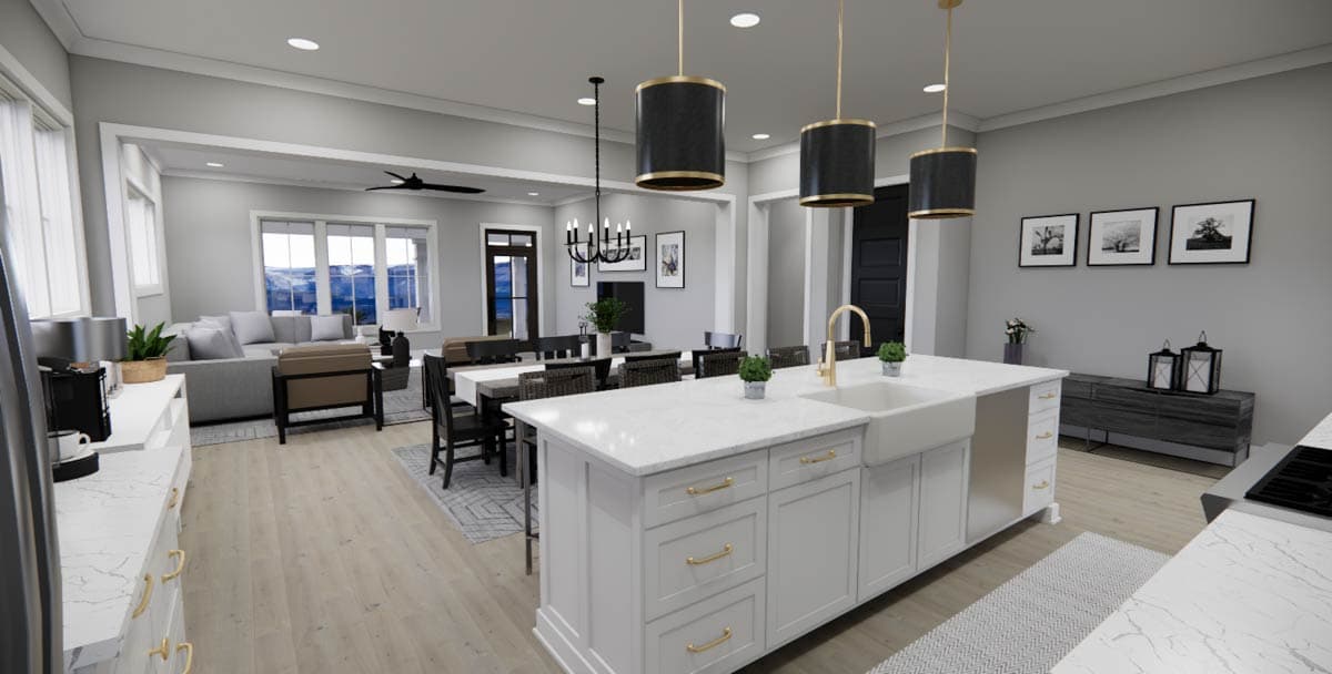 Plan 14802RK: 3 Bedroom Country House Plan with Narrow 35-Foot-Wide Footprint - 2403 Sq Ft - Image #8 - Cottage, Country, Farmhouse, Modern Farmhouse, Traditional