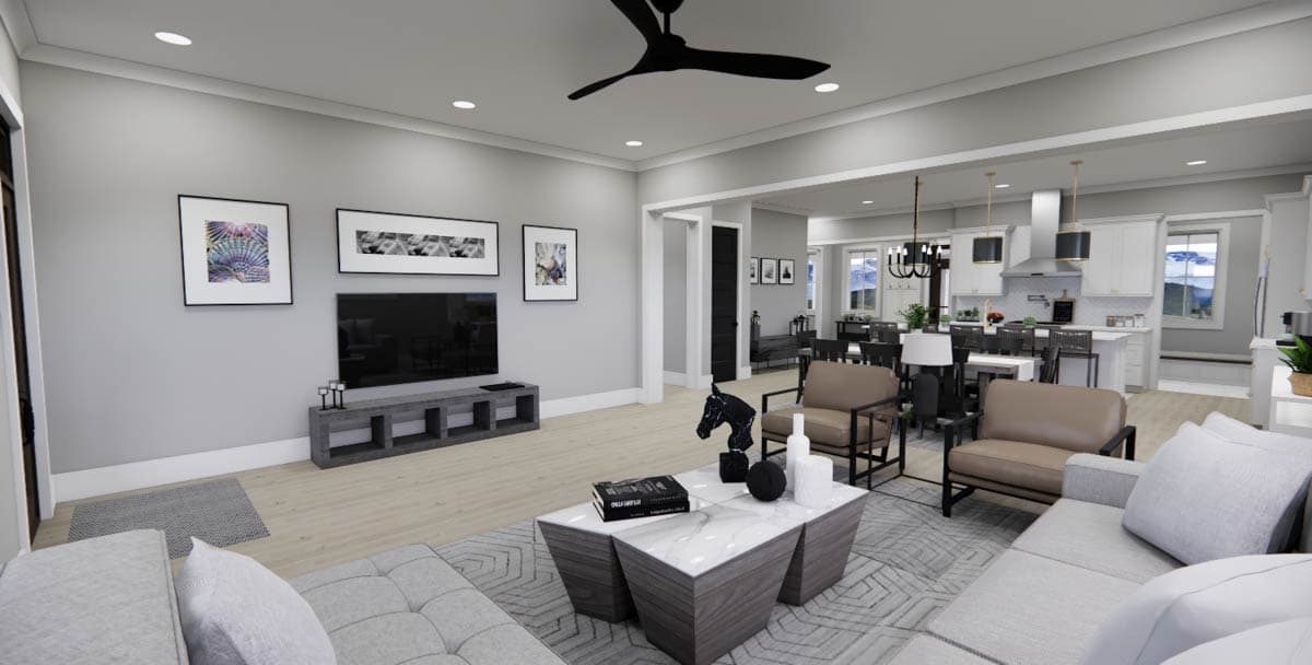 Plan 14802RK: 3 Bedroom Country House Plan with Narrow 35-Foot-Wide Footprint - 2403 Sq Ft - Image #16 - Cottage, Country, Farmhouse, Modern Farmhouse, Traditional