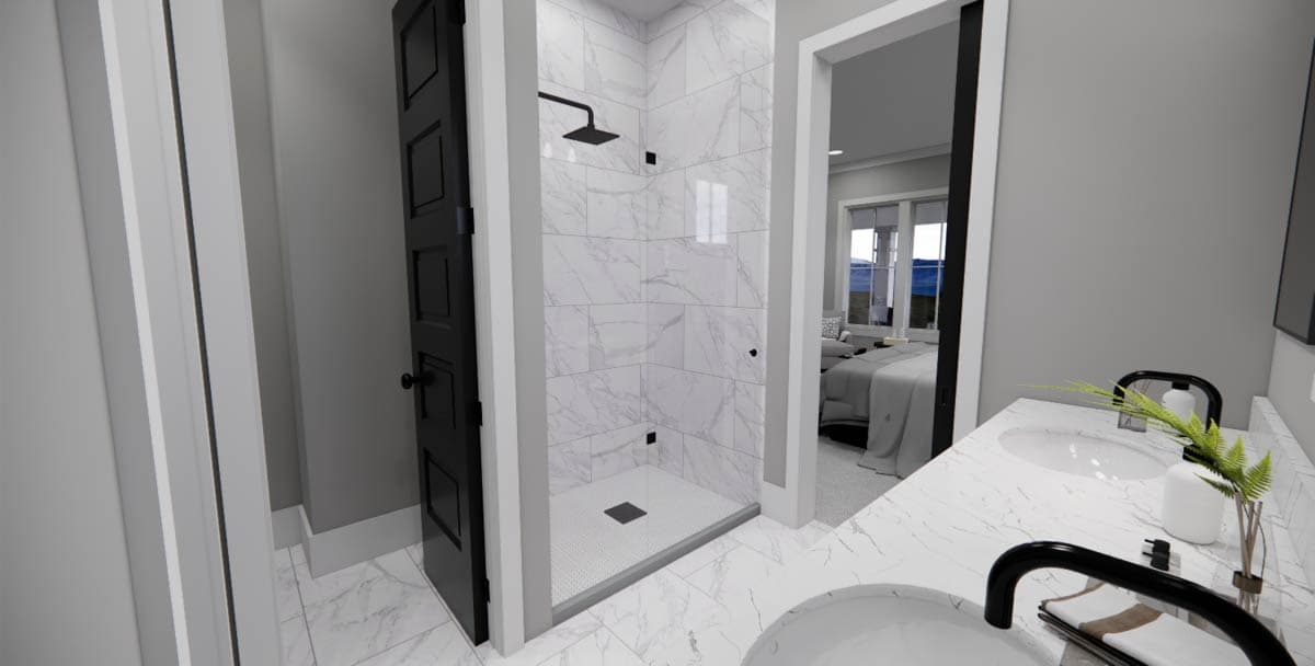 Plan 14802RK: 3 Bedroom Country House Plan with Narrow 35-Foot-Wide Footprint - 2403 Sq Ft - Image #20 - Cottage, Country, Farmhouse, Modern Farmhouse, Traditional