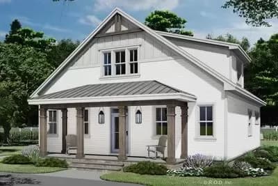 3 Bedroom Country House Plan with Narrow 35-Foot-Wide Footprint - 2403 Sq Ft