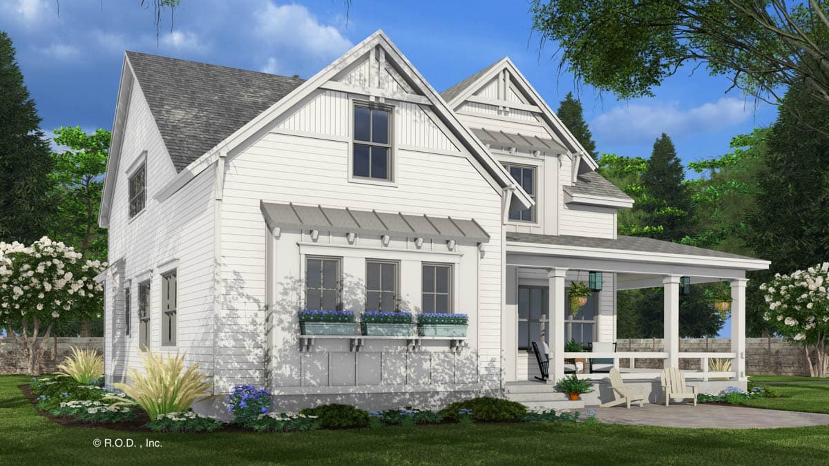Plan 14808RK: 4 Bedroom Modern Farmhouse House Plan with L-Shaped Rear Porch and a Home Office - 2733 Sq Ft - Image #6 - Cottage, Country, Farmhouse, Modern Farmhouse