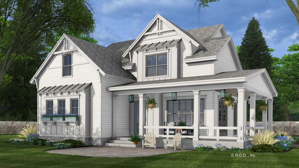 Plan 14808RK: 4 Bedroom Modern Farmhouse House Plan with L-Shaped Rear Porch and a Home Office - 2733 Sq Ft - Image #7 - Cottage, Country, Farmhouse, Modern Farmhouse