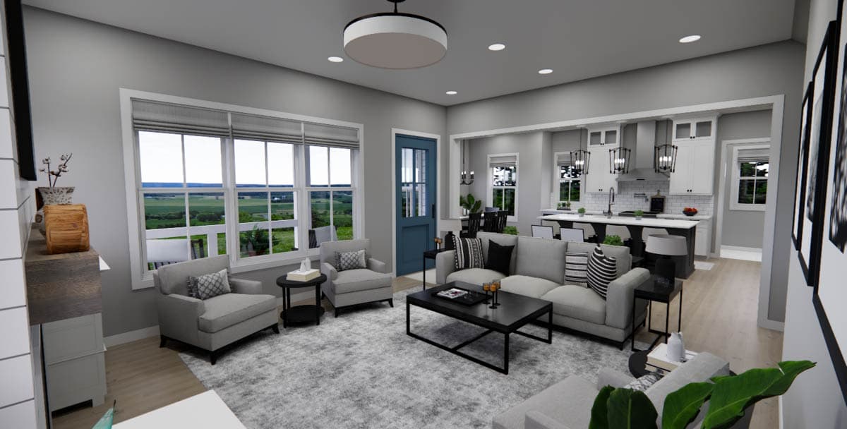 Plan 14808RK: 4 Bedroom Modern Farmhouse House Plan with L-Shaped Rear Porch and a Home Office - 2733 Sq Ft - Image #9 - Cottage, Country, Farmhouse, Modern Farmhouse